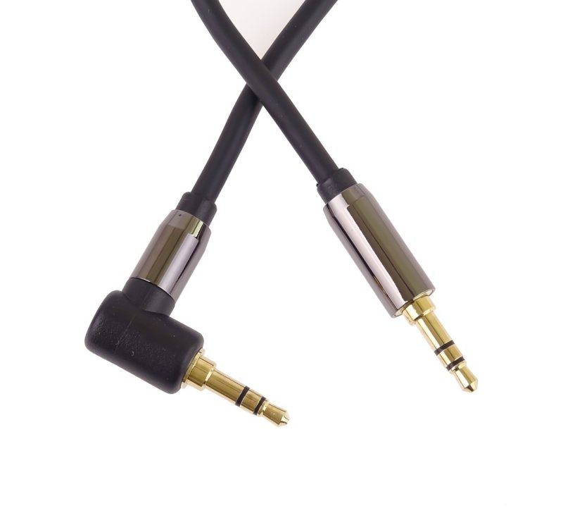 PremiumCord HQ stíněný kabel stereo Jack 3.5mm - Jack 3.5mm zahnutý 90° 1,5m - obrázek č. 1