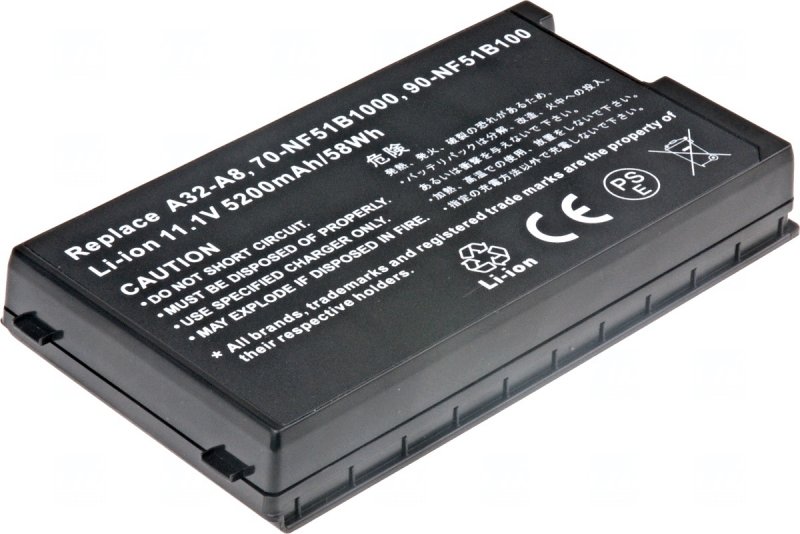 Baterie T6 power Asus A8, A8000, F50, F8, F80, N60, N80, N81, X81, Z99, 6cell, 5200mAh - obrázek č. 1