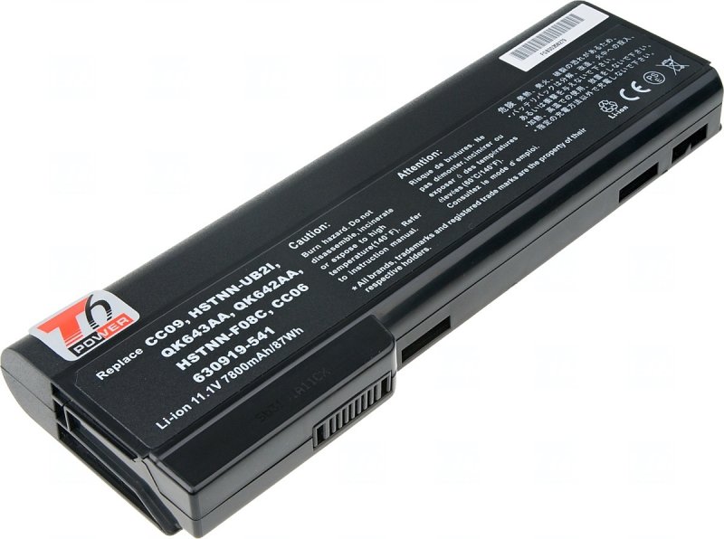 Baterie T6 Power HP ProBook 6360b, 6460b, 6470b, 6560b, 6570b, 8460, 8470, 7800mAh, 87Wh, 9cell - obrázek produktu