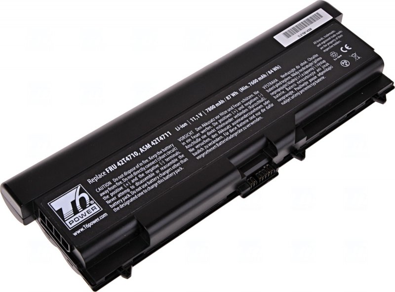 Baterie T6 Power Lenovo ThinkPad T410, T420, T510, T520, L410, L420, L510, 7800mAh, 87Wh, 9cell - obrázek produktu