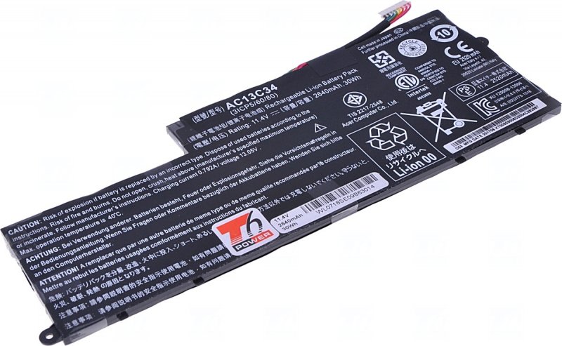 Baterie T6 Power Acer Aspire V5-122P, V5-132P, E3-111, E3-112, 2640mAh, 30Wh, 3cell, Li-pol - obrázek produktu
