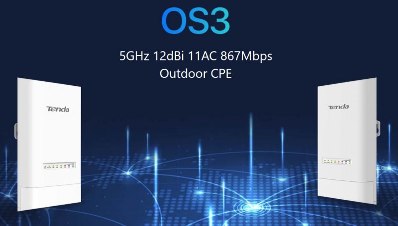Tenda OS3 Outdoor CPE 5 GHz WiFi-AC 867Mb/ s, 4x LAN, 12 dBi, IP65, pasivní PoE výhybka + adaptér - obrázek č. 6
