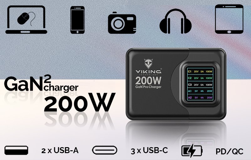 Viking USB GaN charger 200W PD PRO - obrázek č. 4