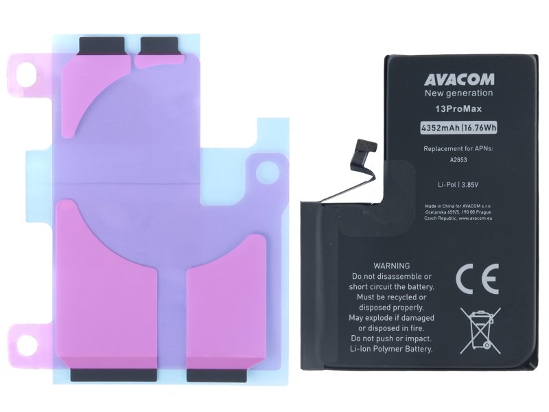Baterie pro Apple iPhone 13 Pro Max, Li-Ion 3,85V 4352mAh (náhrada A2653) AV - obrázek produktu