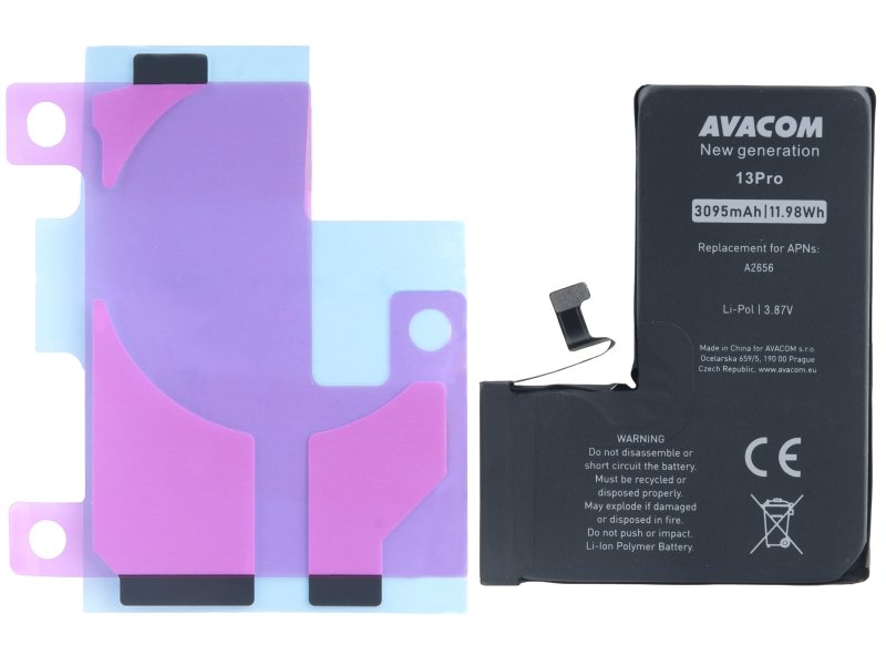 Baterie pro Apple iPhone 13 Pro, Li-Ion 3,87V 3095mAh (náhrada A2656) AV - obrázek produktu