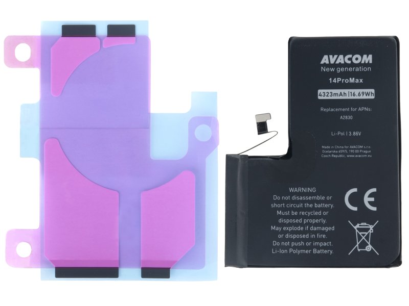 Baterie pro Apple iPhone 14 Pro Max, Li-Ion 3,86V 4323mAh (náhrada A2830) AV - obrázek produktu