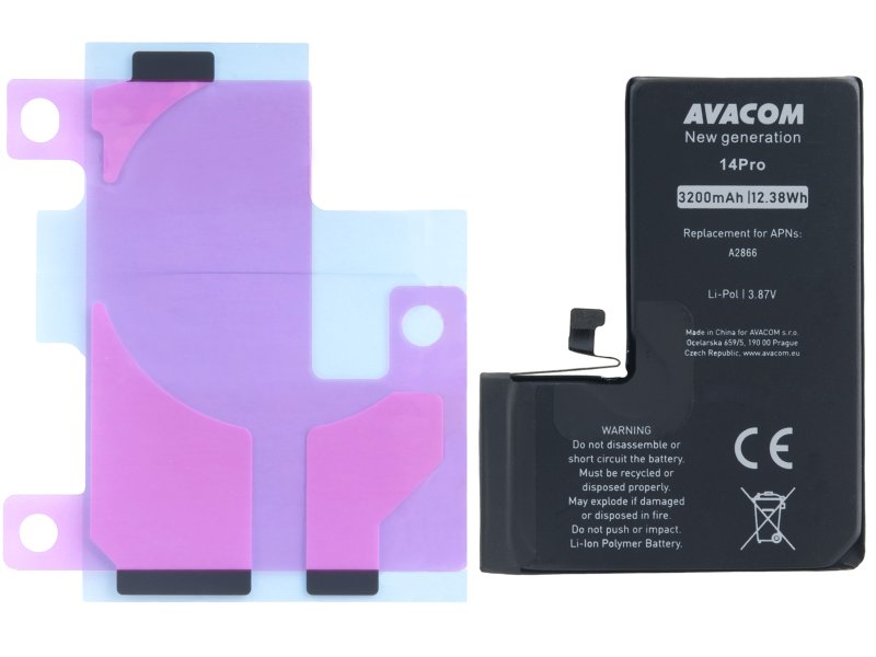 Baterie pro Apple iPhone 14 Pro, Li-Ion 3,87V 3200mAh (náhrada A2866) AV - obrázek produktu