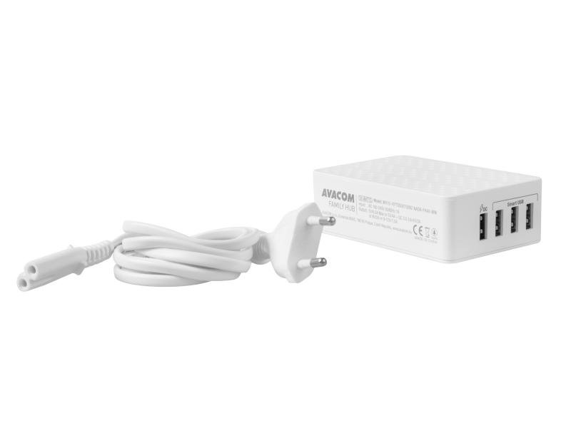 AVACOM FamilyHUB 4 portová síťová nabíječka s rychlonabíjením, quick charge, bílá - obrázek č. 2