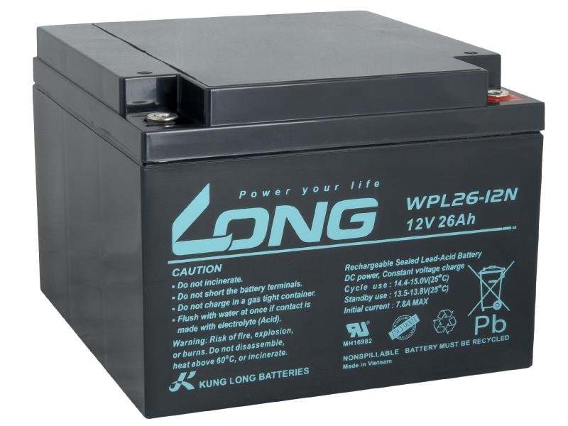 LONG baterie 12V 26Ah M5 LongLife 12 let (WPL26-12N) - obrázek produktu