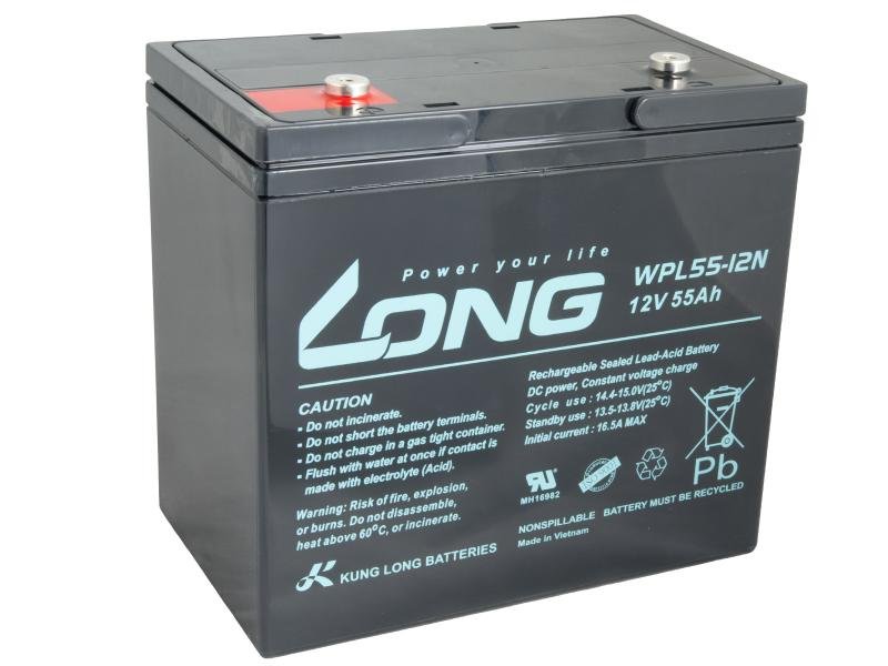 LONG baterie 12V 55Ah M6 LongLife 12 let (WPL55-12N) - obrázek produktu