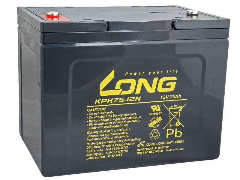 LONG baterie 12V 75Ah M6 HighRate LongLife 12 let (KPH75-12N) - obrázek produktu