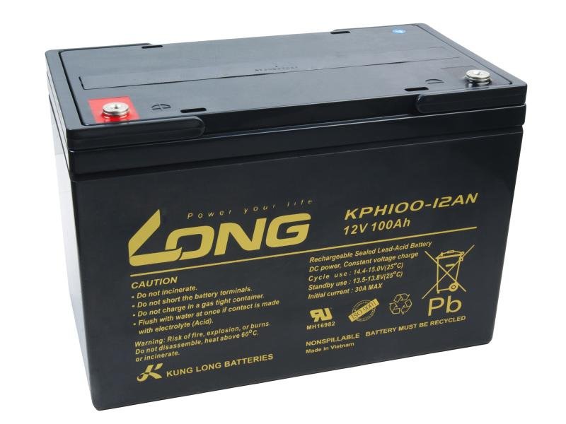 LONG baterie 12V 100Ah M6 HighRate LongLife 12 let (KPH100-12AN) - obrázek produktu