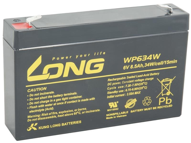 LONG baterie 6V 8,5Ah F2 HighRate (WP634W) - obrázek produktu