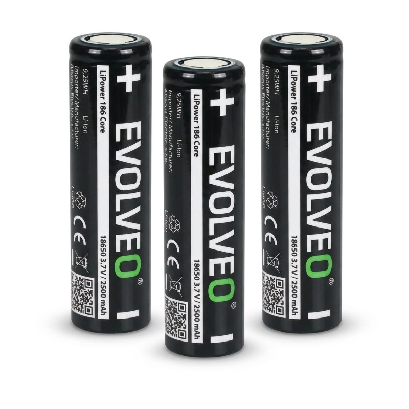 EVOLVEO LiPower 186 Core 2500, Li-ion baterie 18650 (3.7 V  /  2500 mAh), 3ks - obrázek produktu