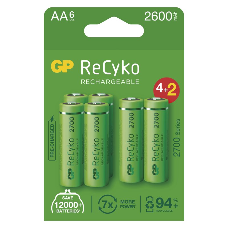 GP nabíjecí baterie ReCyko 2700 AA (HR6) 4+2PP - obrázek produktu