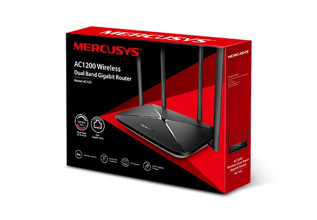 Mercusys AC12G 1200Mbps dual band gigabit router, 4xRJ45, 4xhigh gain anténa - obrázek č. 2