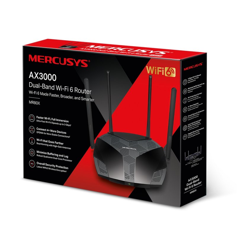 Mercusys MR80X AX3000 WiFi 6 Dual-Band router - obrázek č. 3