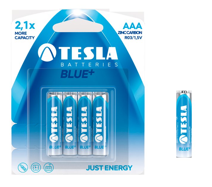 TESLA - baterie AAA BLUE+, 4ks, R03   Akce 2 + 1 ZDARMA - obrázek produktu