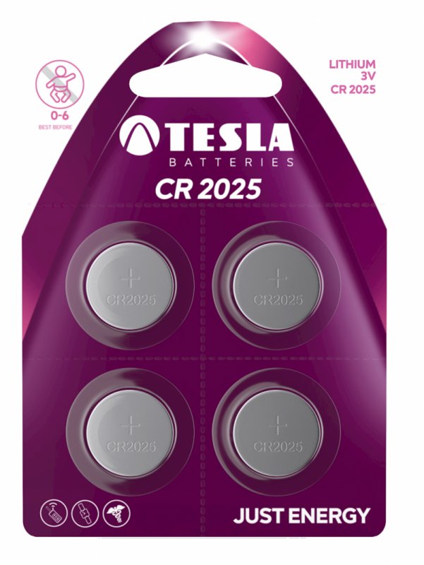 TESLA - baterie TESLA CR2025, 4ks, CR2025 - obrázek produktu
