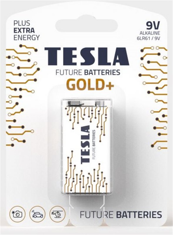 TESLA - bateries 9V GOLD+, 1ks, 6LR61 - obrázek produktu