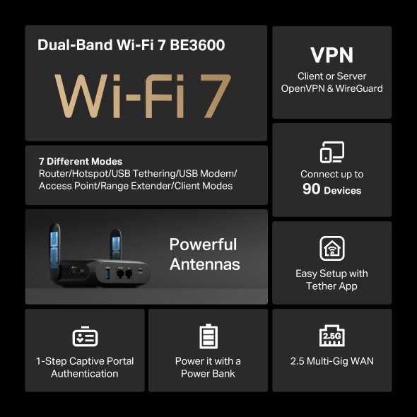 TP-LINK TL-WR3602BE BE3600 WiFi7 Pocket Router - obrázek č. 2