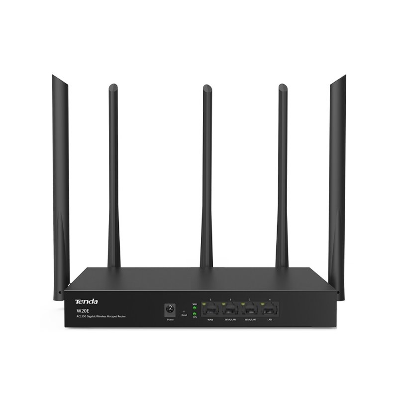 Tenda W20E WiFi Hotspot AC1350 Gigabit Router, 1xWAN, 2xWAN/ LAN, 1xLAN, VPN, Captive portal, Kov - obrázek č. 1