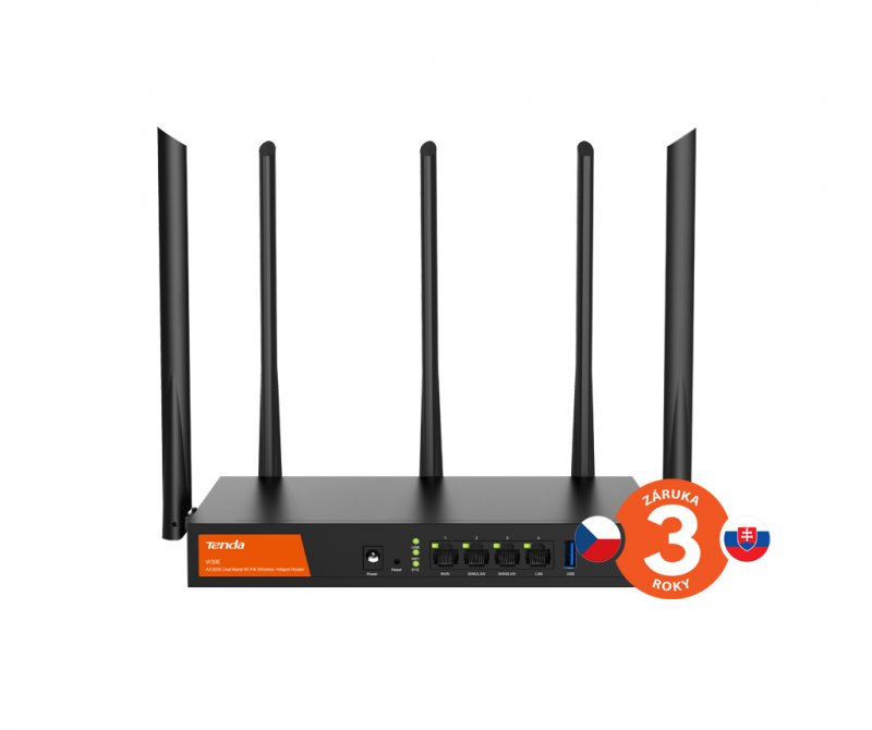 Tenda W30E WiFi Hotspot AX3000 Gigabit Router, 1x GWAN, 2x GWAN/ LAN, 1x GLAN, VPN, Captive portal - obrázek produktu