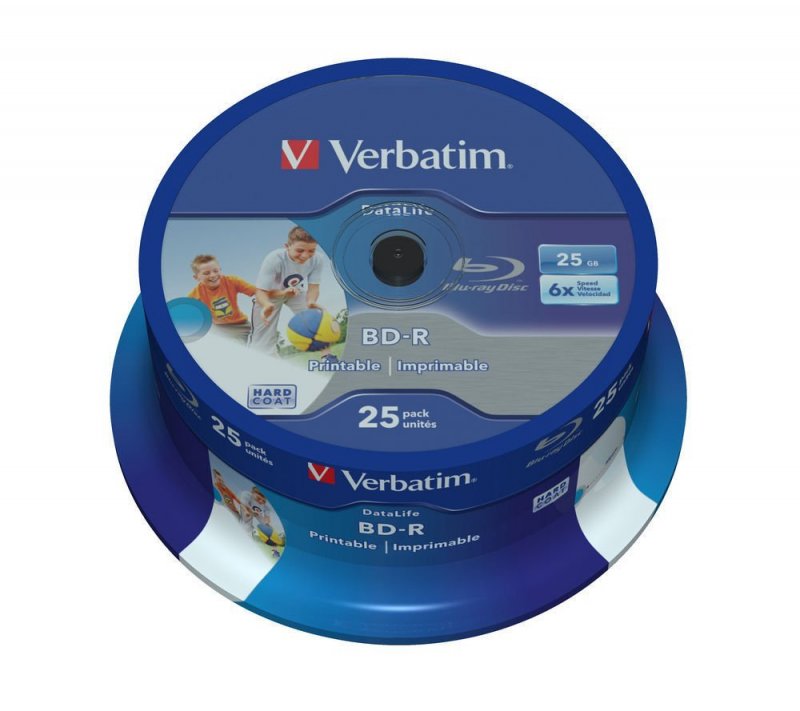 VERBATIM BD-R SL(25-Pack)Spindl/ 6x/ 25GB/ Printable - obrázek produktu