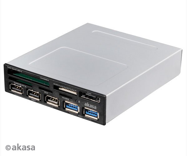 AKASA USB 3.0 čtečka karet s eSata a USB panelem - obrázek produktu