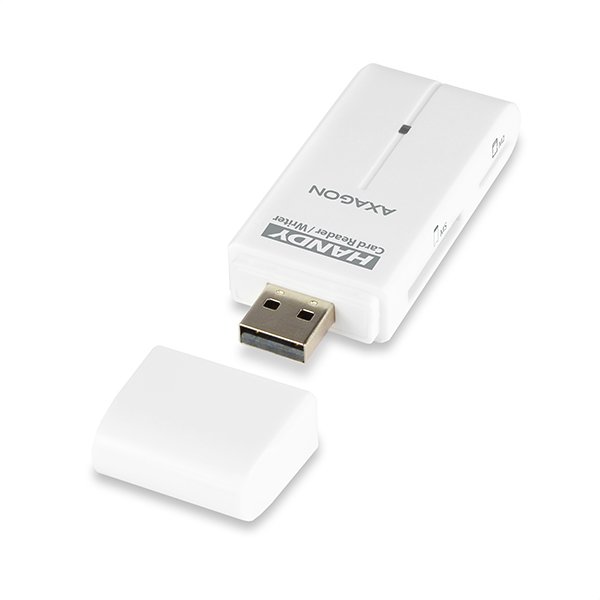 AXAGON CRE-D4, USB 2.0 externí HANDY čtečka 4-slot SD/ MicroSD/ MS/ M2, bílá - obrázek produktu