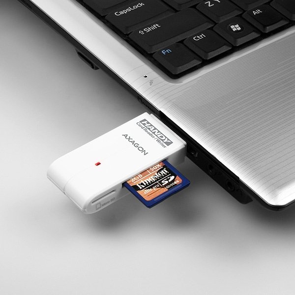 AXAGON CRE-D4, USB 2.0 externí HANDY čtečka 4-slot SD/ MicroSD/ MS/ M2, bílá - obrázek č. 8