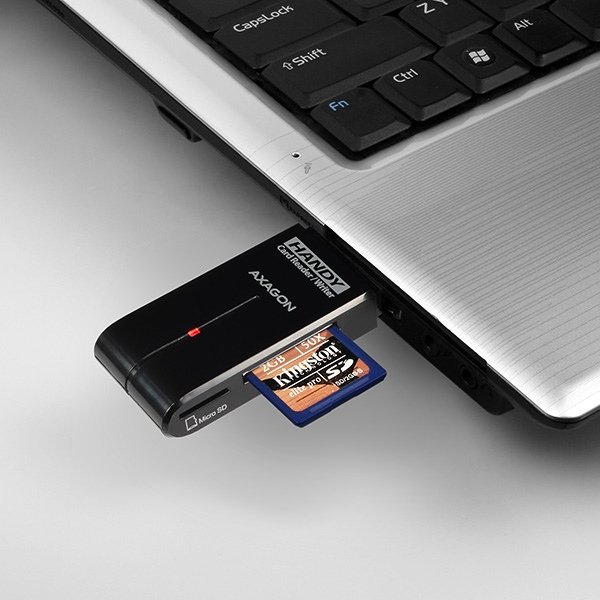 AXAGON CRE-D4B, USB 2.0 externí HANDY čtečka 4-slot SD/ MicroSD/ MS/ M2, černá - obrázek č. 8
