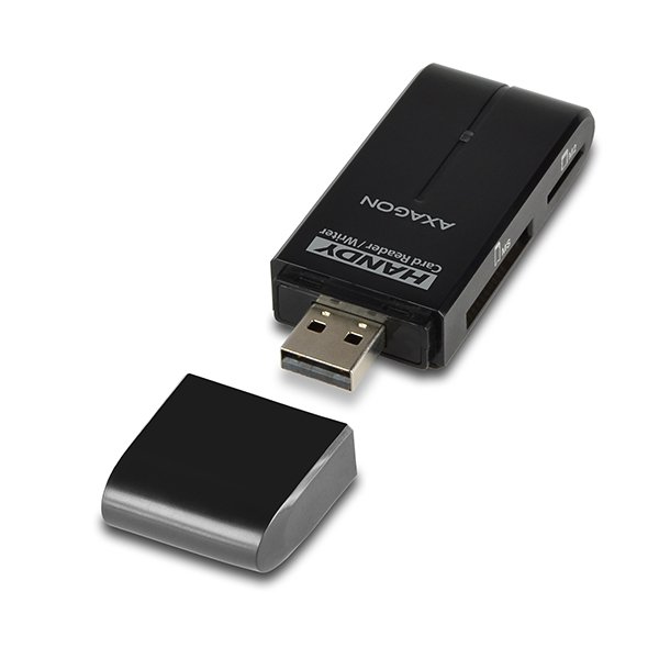 AXAGON CRE-D4B, USB 2.0 externí HANDY čtečka 4-slot SD/ MicroSD/ MS/ M2, černá - obrázek produktu