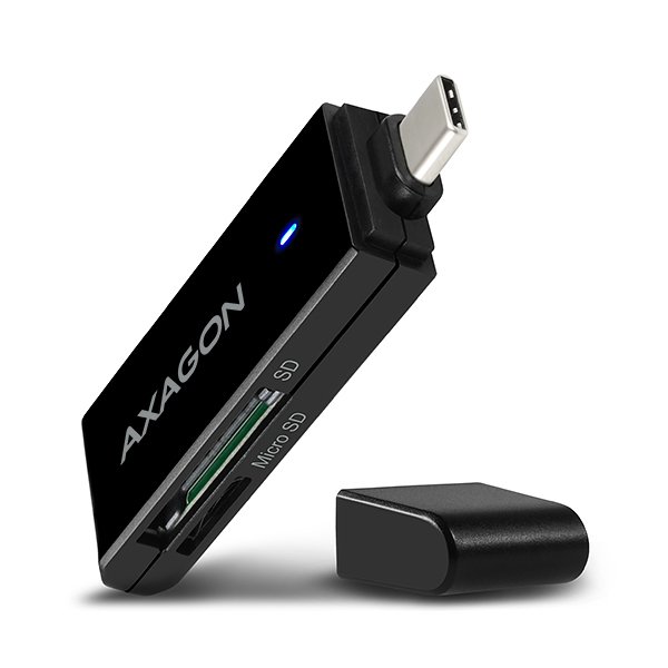 AXAGON CRE-S2C, USB 3.1 Type-C - externí SLIM čtečka 2-slot SD/ microSD, podpora UHS-I - obrázek č. 1