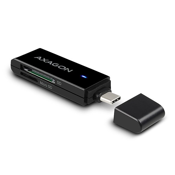 AXAGON CRE-S2C, USB 3.1 Type-C - externí SLIM čtečka 2-slot SD/ microSD, podpora UHS-I - obrázek č. 3