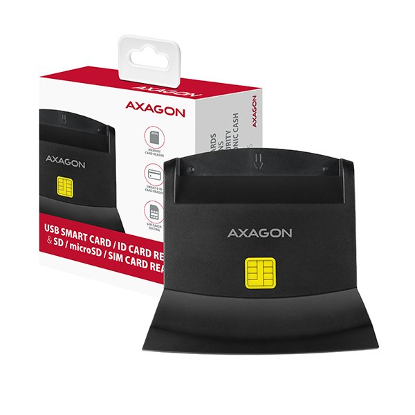 AXAGON CRE-SM2, USB-A StandReader 4-slot čtečka Smart card (eObčanka) + SD/ microSD/ SIM, kabel 1.3 m - obrázek produktu