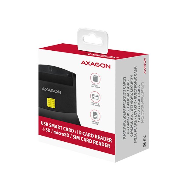 AXAGON CRE-SM2, USB-A StandReader 4-slot čtečka Smart card (eObčanka) + SD/ microSD/ SIM, kabel 1.3 m - obrázek č. 8