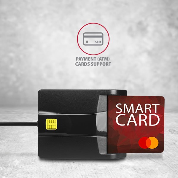 AXAGON CRE-SM3, USB externí FlatReader čtečka kontaktních karet Smart card (eObčanka) - obrázek č. 3