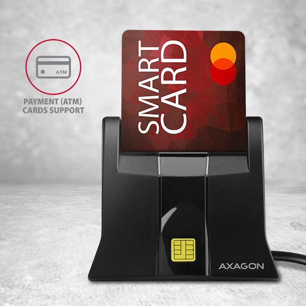 AXAGON CRE-SM4, USB externí StandReader čtečka kontaktních karet Smart card (eObčanka) - obrázek č. 3