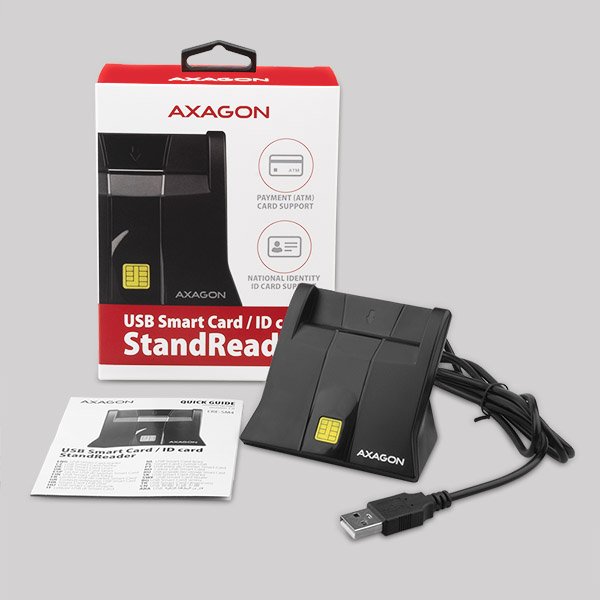 AXAGON CRE-SM4, USB externí StandReader čtečka kontaktních karet Smart card (eObčanka) - obrázek č. 6