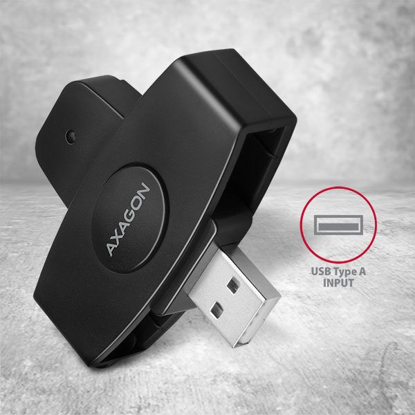 AXAGON CRE-SM5, USB externí PocketReader čtečka kontaktních karet ID card (eObčanka) - obrázek produktu