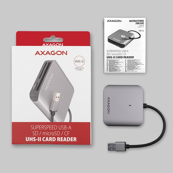 AXAGON CRE-S3, USB-A 3.2 Gen 1 - SUPERSPEED čtečka karet, 3-slot & lun SD/ microSD/ CF, podpora UHS-II - obrázek č. 6