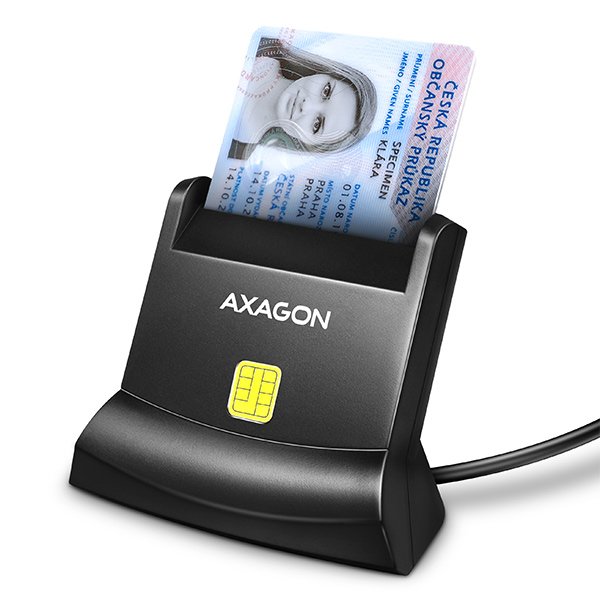 AXAGON CRE-SM4N, USB-A StandReader čtečka kontaktních karet Smart card (eObčanka), kabel 1.3m - obrázek produktu