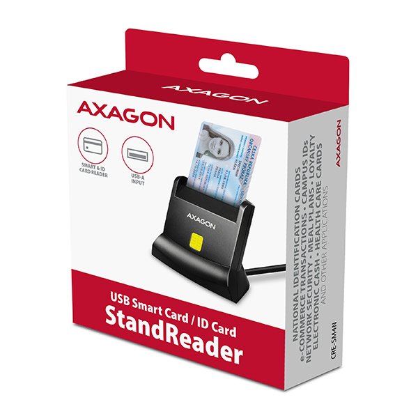 AXAGON CRE-SM4N, USB-A StandReader čtečka kontaktních karet Smart card (eObčanka), kabel 1.3m - obrázek č. 5