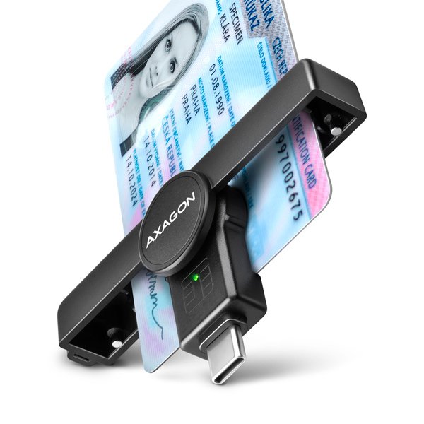AXAGON CRE-SMPC, USB-C PocketReader čtečka kontaktních karet Smart card (eObčanka, eID klient) - obrázek produktu