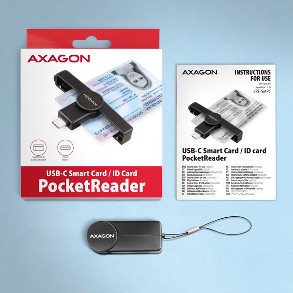 AXAGON CRE-SMPC, USB-C PocketReader čtečka kontaktních karet Smart card (eObčanka, eID klient) - obrázek č. 6