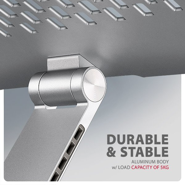 AXAGON STND-LR hliníkový stojan na notebook 10"-17.3" nastavitelná výška a úhel, otočný, šedý - obrázek č. 9