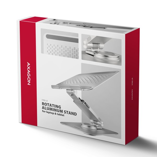 AXAGON STND-LR hliníkový stojan na notebook 10"-17.3" nastavitelná výška a úhel, otočný, šedý - obrázek č. 2