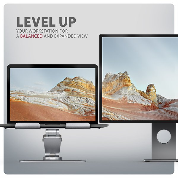 AXAGON STND-LR hliníkový stojan na notebook 10"-17.3" nastavitelná výška a úhel, otočný, šedý - obrázek č. 8