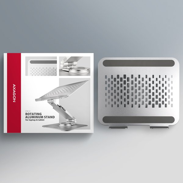 AXAGON STND-LR hliníkový stojan na notebook 10"-17.3" nastavitelná výška a úhel, otočný, šedý - obrázek č. 10